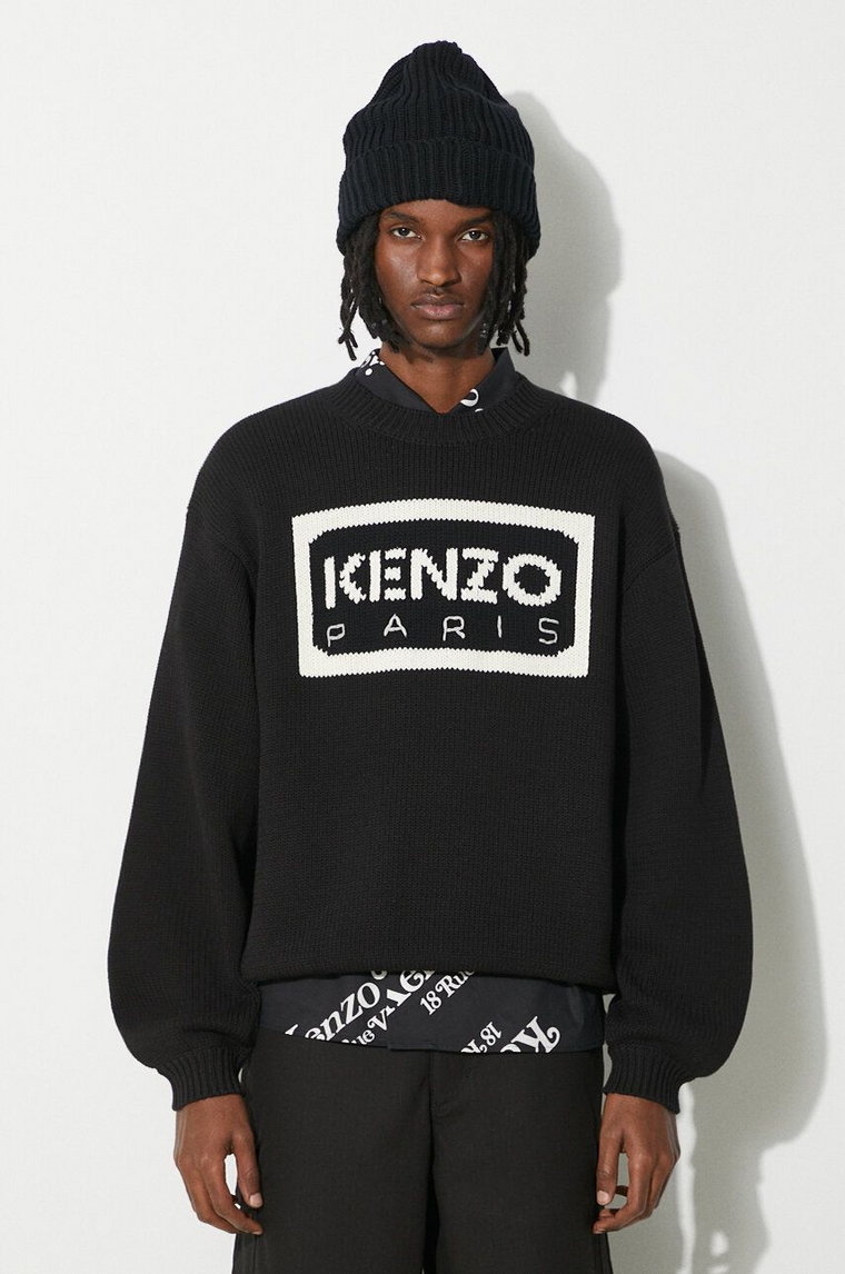 Kenzo sweter z domieszką wełny Bicolor Kenzo Paris Jumper męski kolor czarny  FD55PU3833LA.99