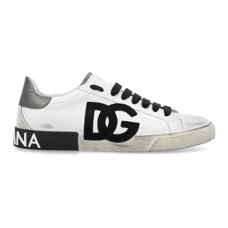 Białe/Srebrne Niskie Sneakersy dla Mężczyzn Dolce & Gabbana