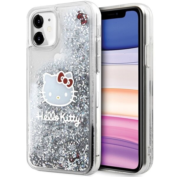Hello Kitty HKHCN61LIKHET iPhone 11 / Xr 6.1" srebrny/silver hardcase Liquid Glitter Charms Kitty Head