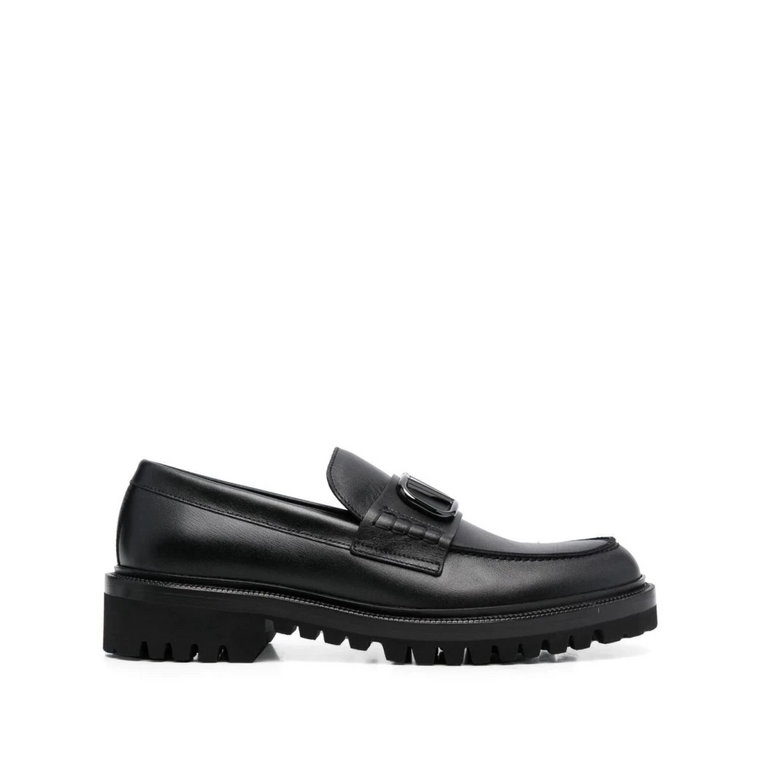 Luksusowe czarne buty na płaskiej podeszwie z VLogo Signature Valentino Garavani
