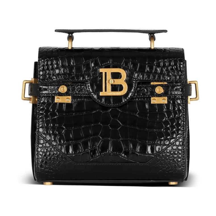 B-Buzz 23 bag in crocodile-print leather Balmain