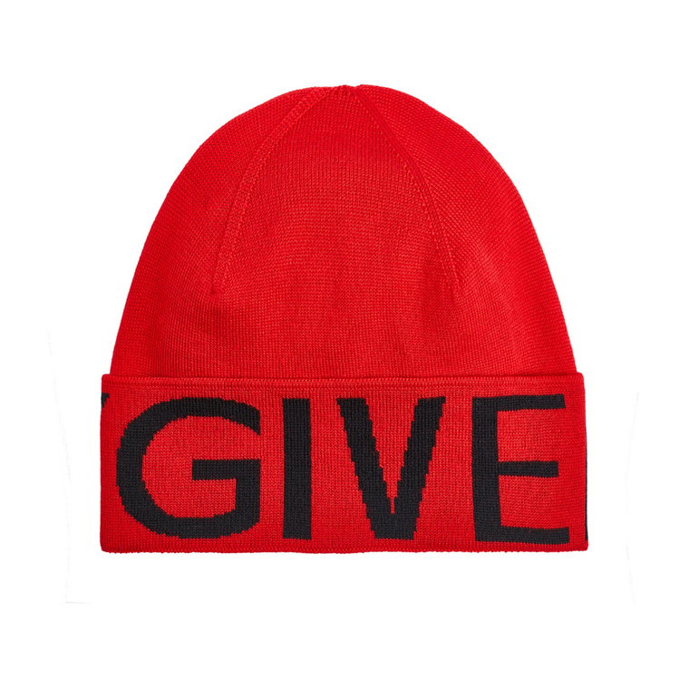 Modna Wełniana Czapka Beanie z Wielkim Logo Givenchy