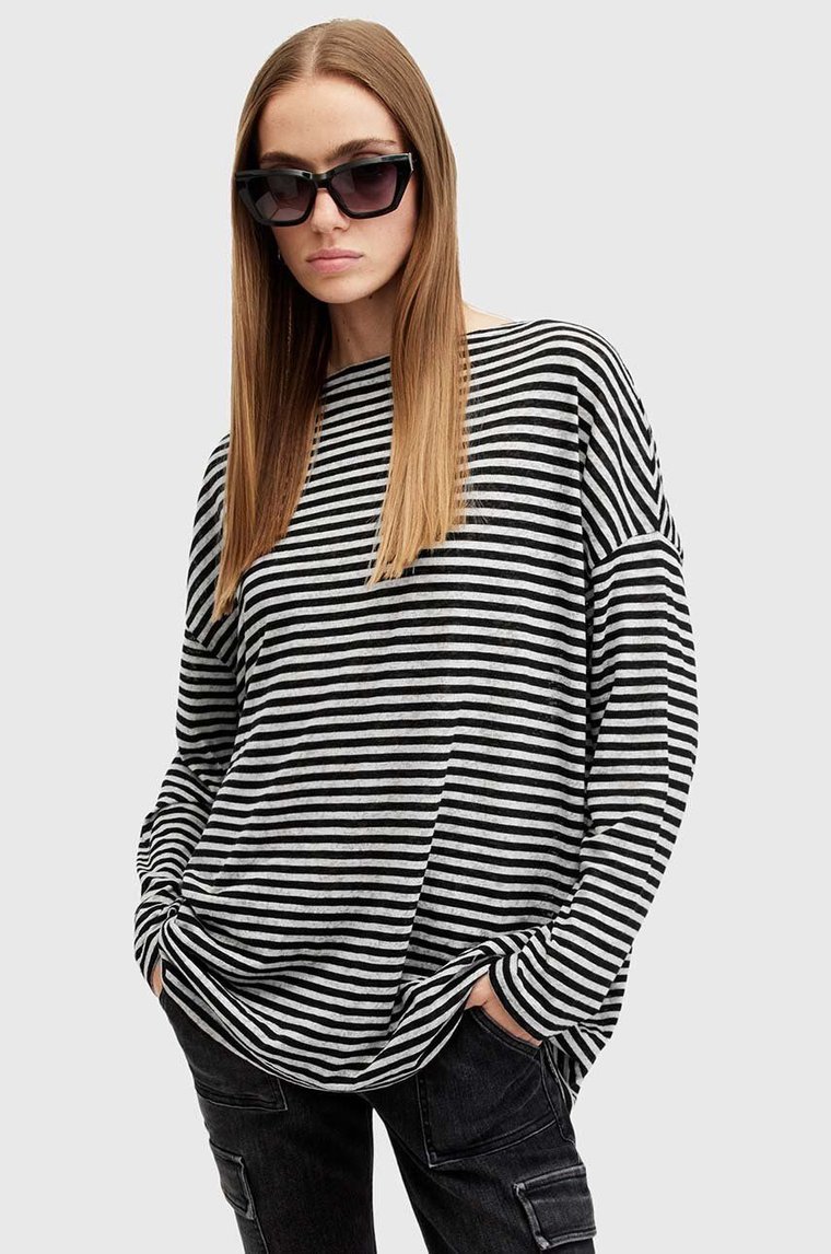 AllSaints bluzka RITA STRIPE TEE damska kolor biały wzorzysta W003JY