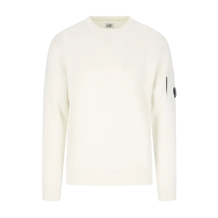 Białe Swetry z wzorem Maglione C.p. Company