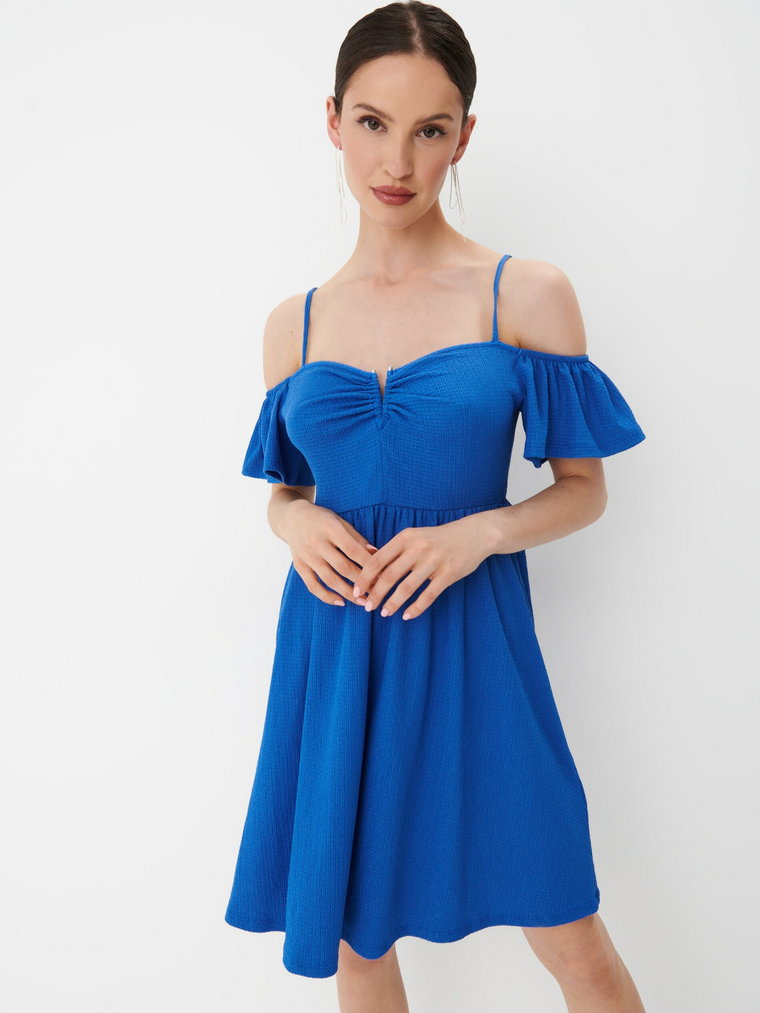 Mohito - Sukienka mini z odkrytymi ramionami - niebieski