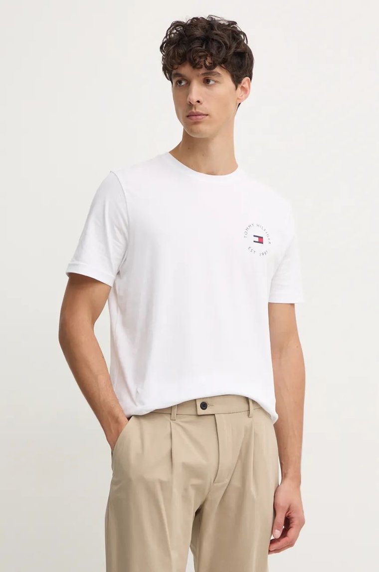 Tommy Hilfiger t-shirt bawełniany męski kolor biały z nadrukiem MW0MW36482