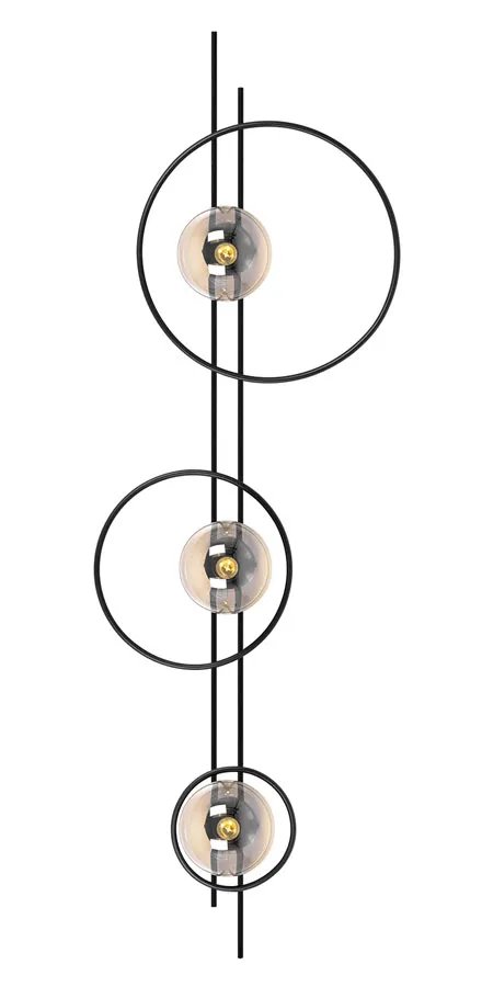 Czarno-bursztynowy duży loftowy kinkiet geometryczny - A724-Agna
