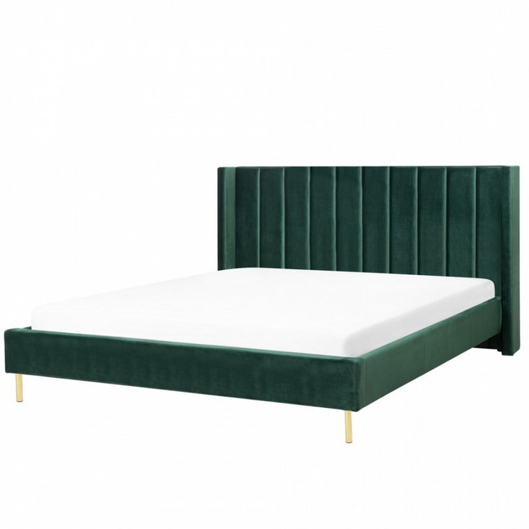 Łóżko welurowe 160 x 200 cm zielone VILLETTE kod: 4251682218399