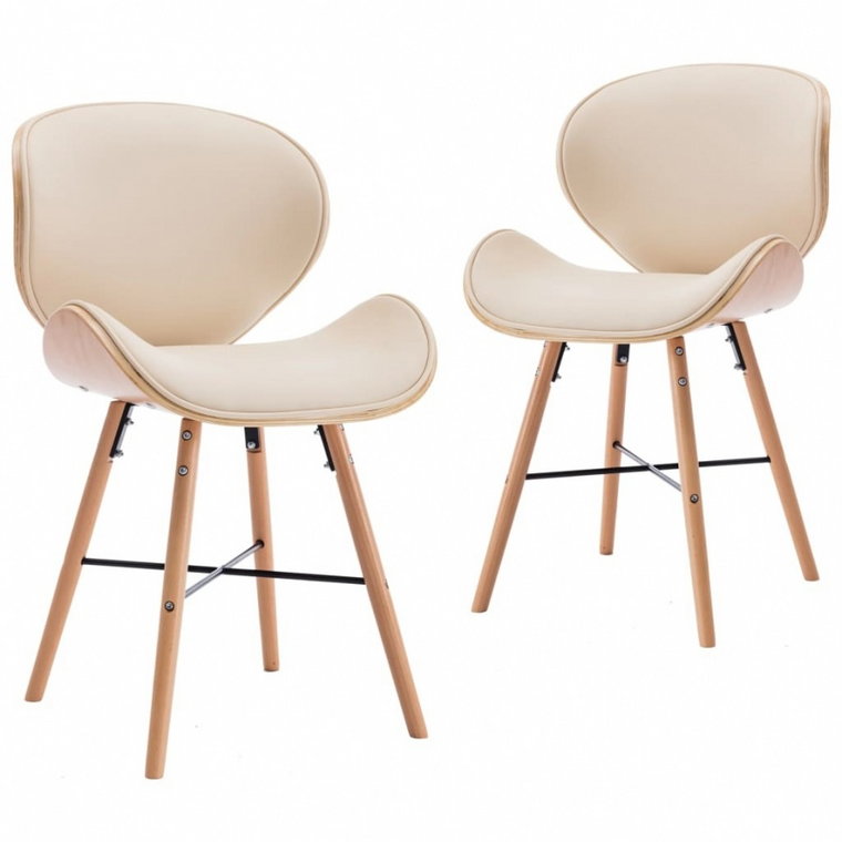 Krzesła jadalniane, 2 szt., kremowe, ekoskóra i gięte drewno kod: V-283143