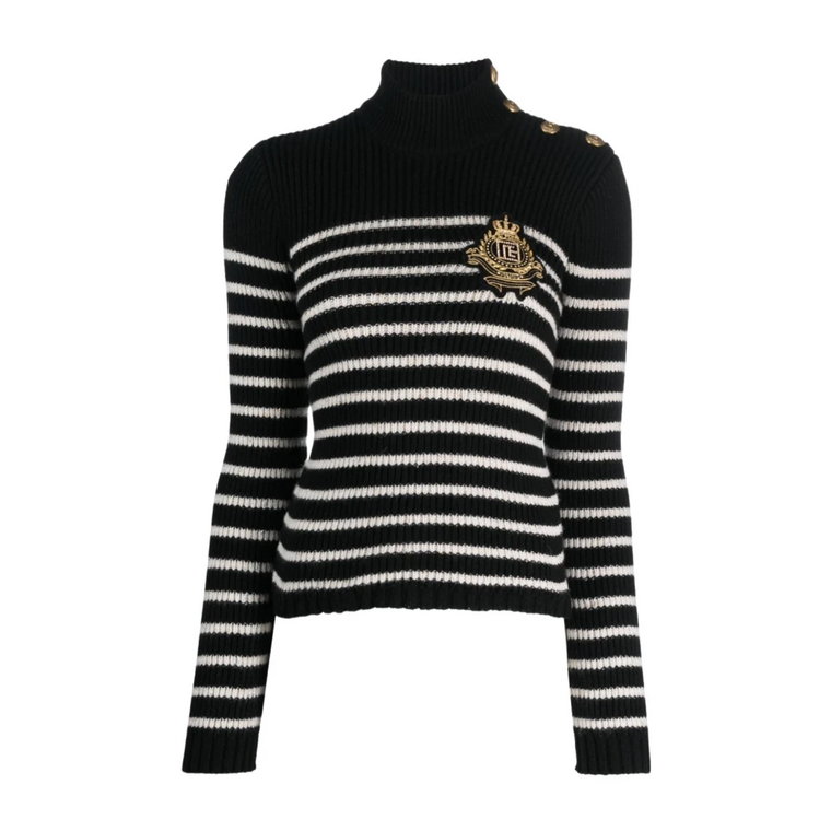 Pasiasty Sweter z Mieszanki Kaszmiru Balmain