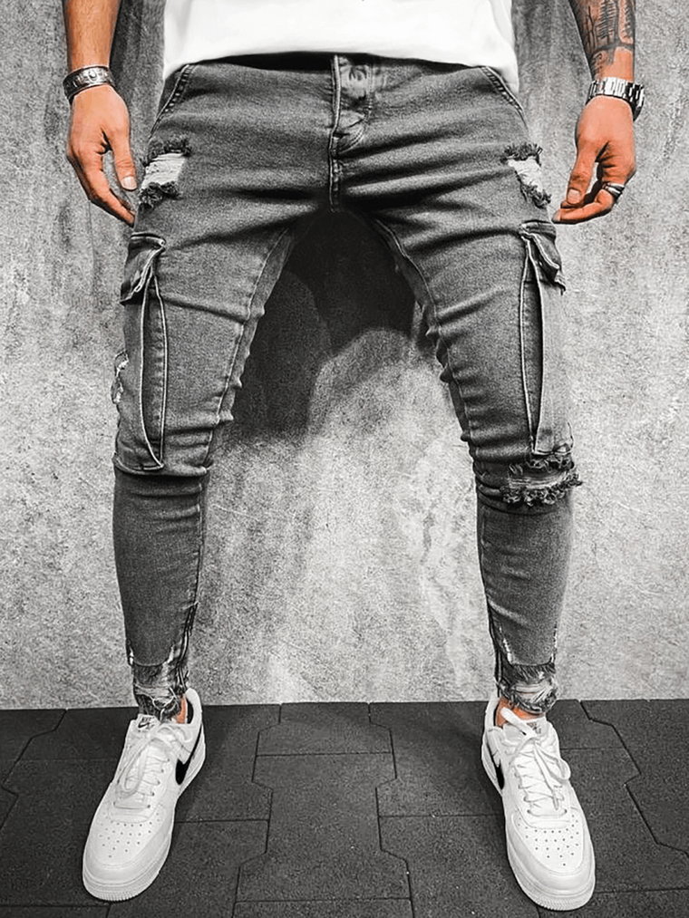Spodnie jeansowe męskie grafitowe OZONEE O/B6006
