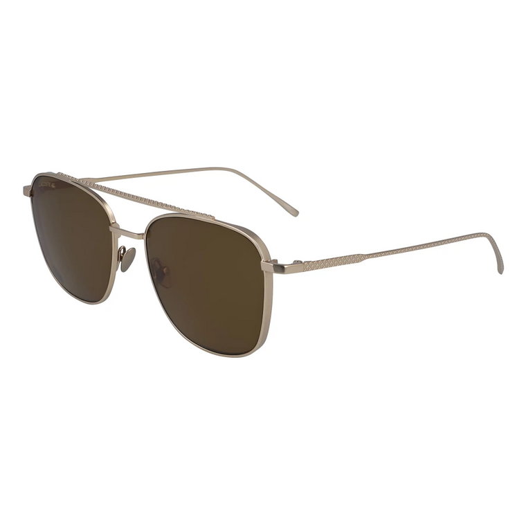 Stylowe okulary przeciwsłoneczne w brązowym i złotym Lacoste