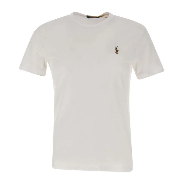 Męska Biała Bawełniana Koszulka z Logo Ralph Lauren
