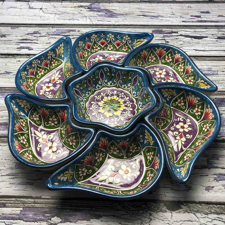 Zestaw salaterek ceramicznych ręcznie malowanych Kwitnąca polana o średnicy 32cm