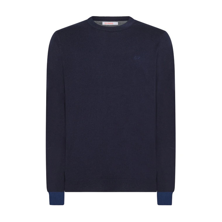 Niebieski Sweter z Luksusowym Mieszanką Wełny i Bawełny Sun68