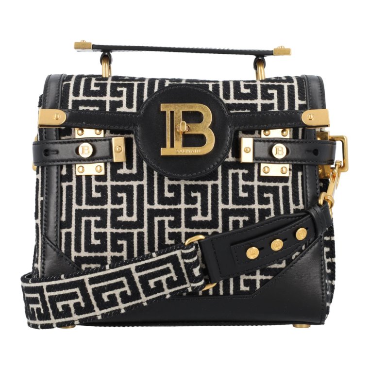 B-Buzz 23 Monogram Torba Avorio Nero Balmain