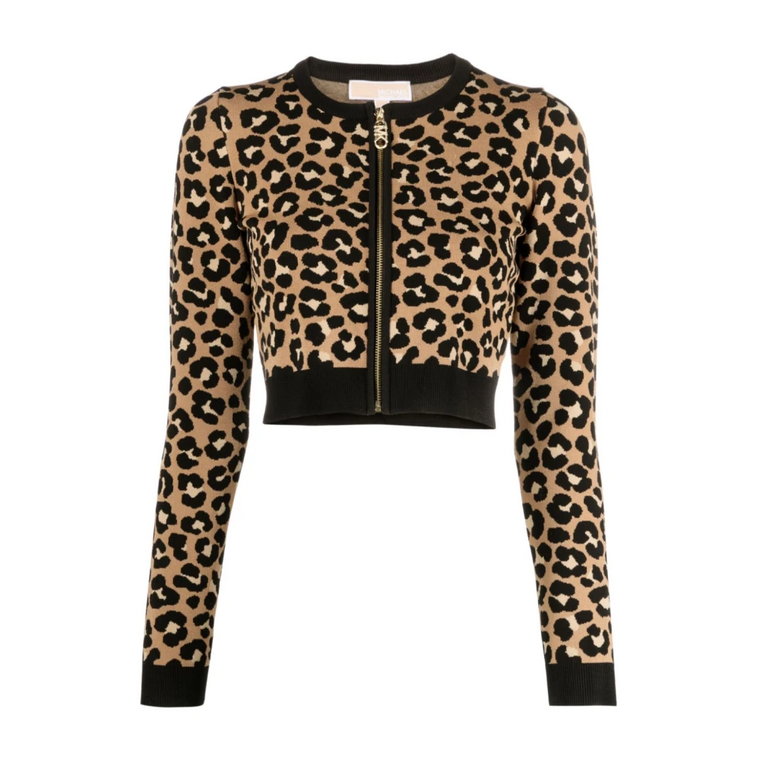 Leopard Print Cropped Cardigan Michael Kors