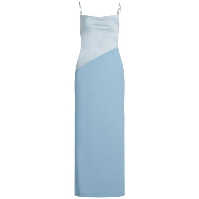 Niebieska Sukienka z Satyny na Ramiączkach Karl Lagerfeld
