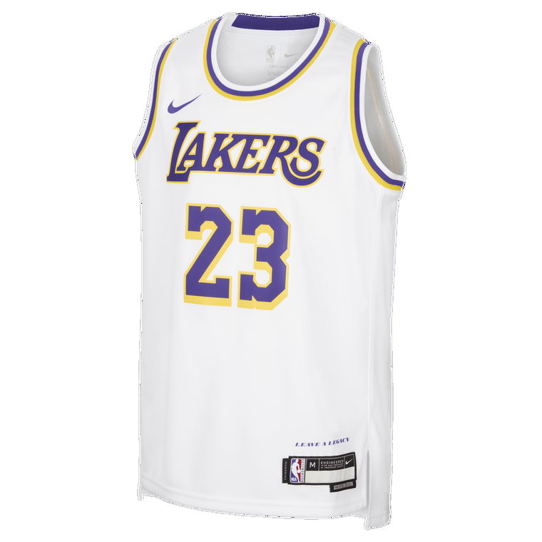 Koszulka dla dużych dzieci Nike Dri-FIT NBA Swingman LeBron James Los Angeles Lakers Icon Edition 2022/23 - Biel