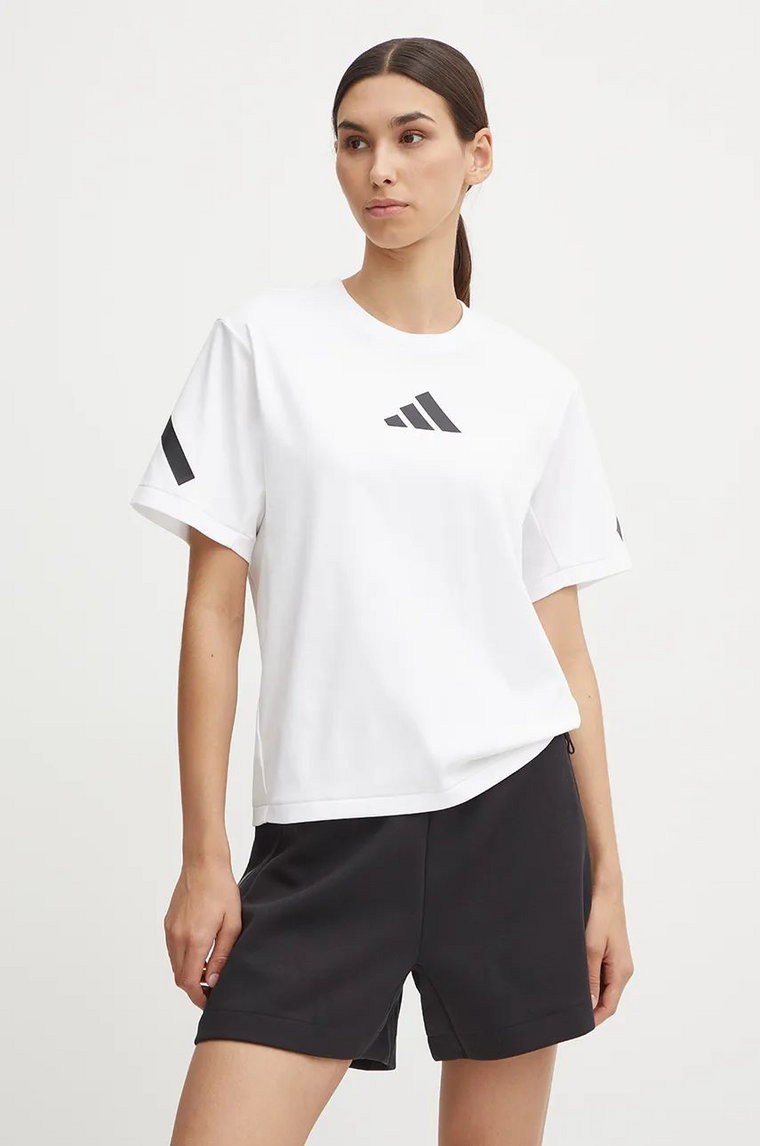 adidas t-shirt bawełniany ZNE damski kolor biały JE7857