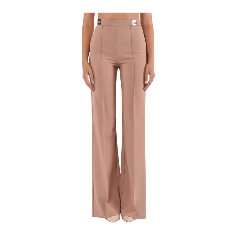 Spodnie Palazzo z Wysokim Stanem w Stretch Crepe Elisabetta Franchi