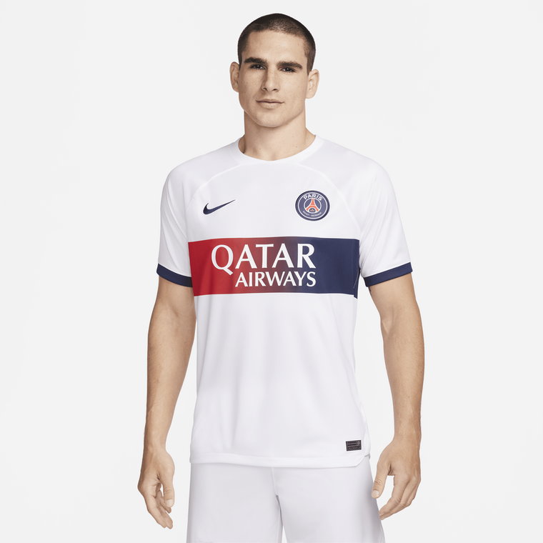 Męska koszulka piłkarska Nike Dri-FIT Paris Saint-Germain Stadium 2023/24 (wersja wyjazdowa) - Biel
