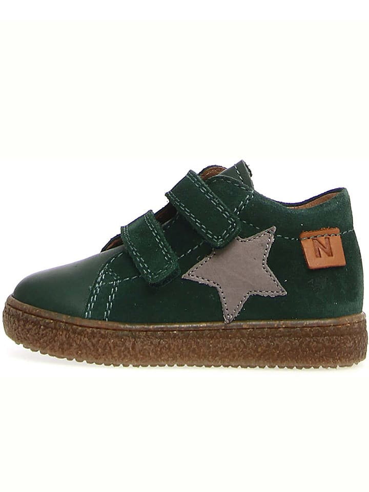 Naturino Skórzane sneakersy "Albus Star" w kolorze zielonym