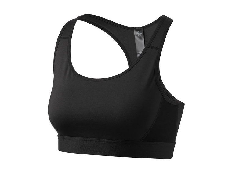 CRIVIT Biustonosz sportowy typu bustier, średnie podtrzymanie (Czarny, XS (32-34))