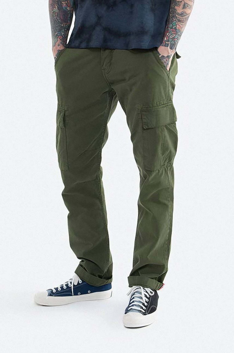 Alpha Industries spodnie bawełniane Agent Pant kolor zielony proste 158205.142
