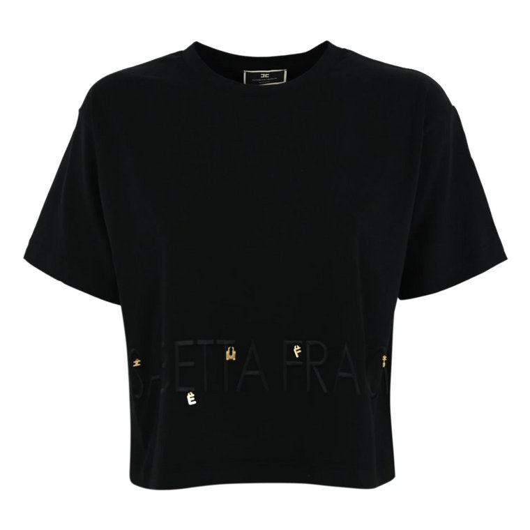 Czarny Komplet T-shirt i Polo z Bawełny Elisabetta Franchi
