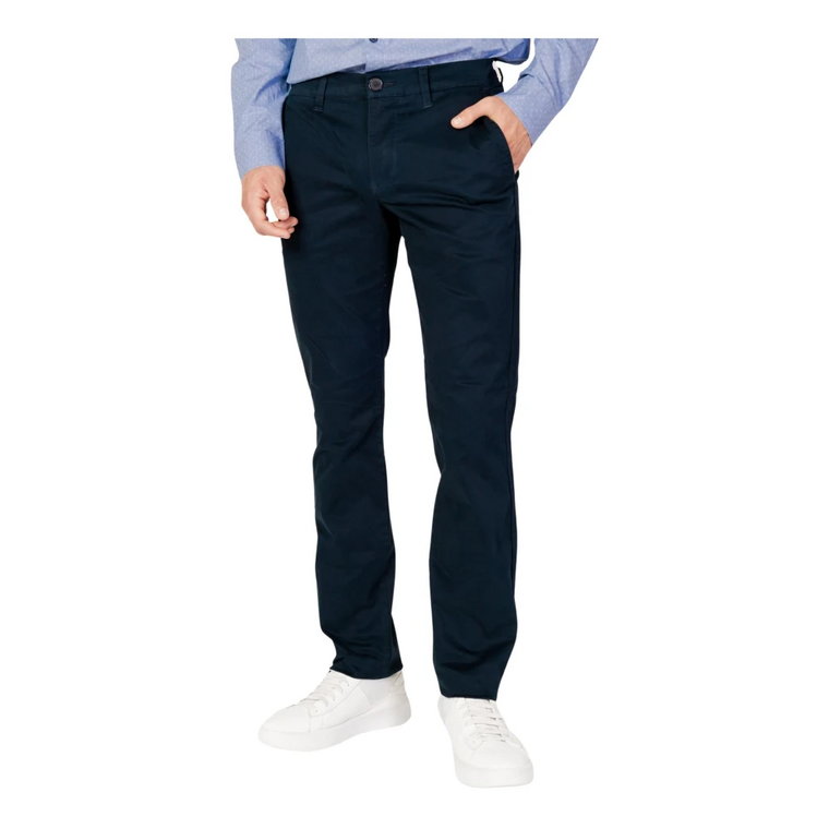 Niebieskie proste spodnie z zamkiem i guzikami Armani Exchange