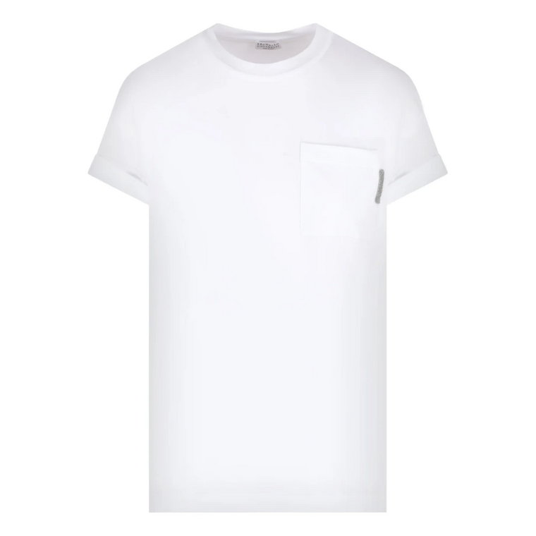 Białe koszulki T-shirt i Polosy z krótkimi rękawami Brunello Cucinelli