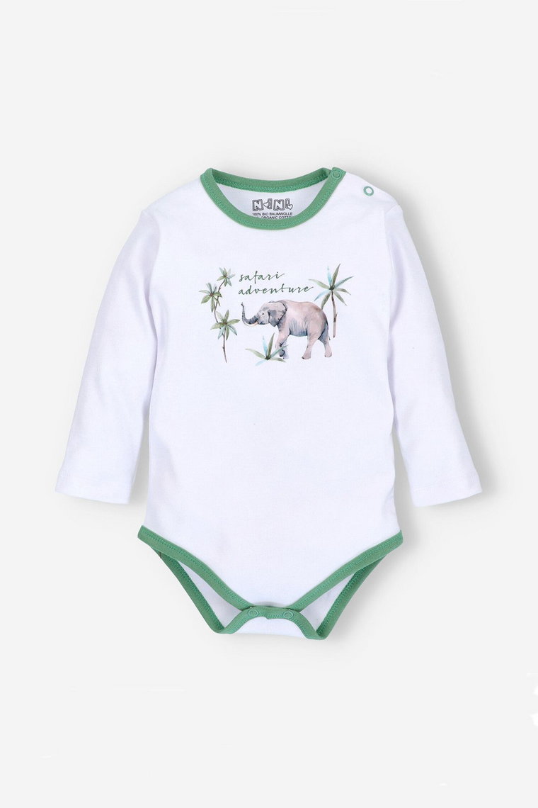 Body niemowlęce z bawełny organicznej dla chłopca - Safari - zielone