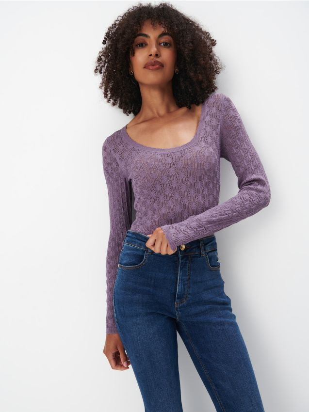 Mohito - Dopasowany fioletowy sweter - fioletowy