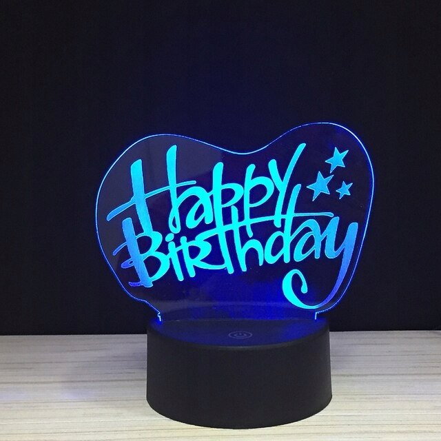 Lampka Nocna 3D LED Happy Birthday Imię Grawer