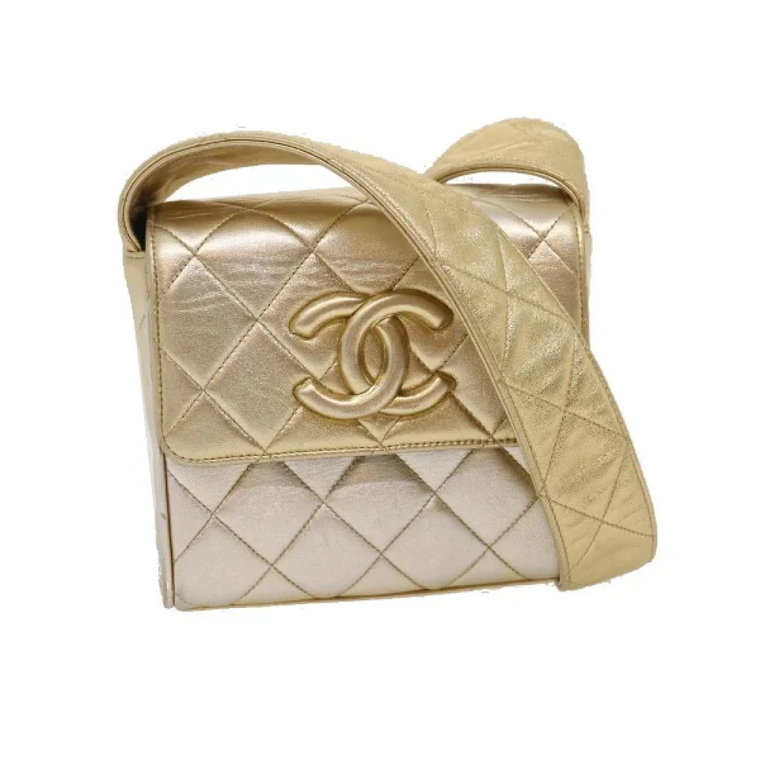 Używana złota torebka na ramię Chanel z płótna Chanel Vintage