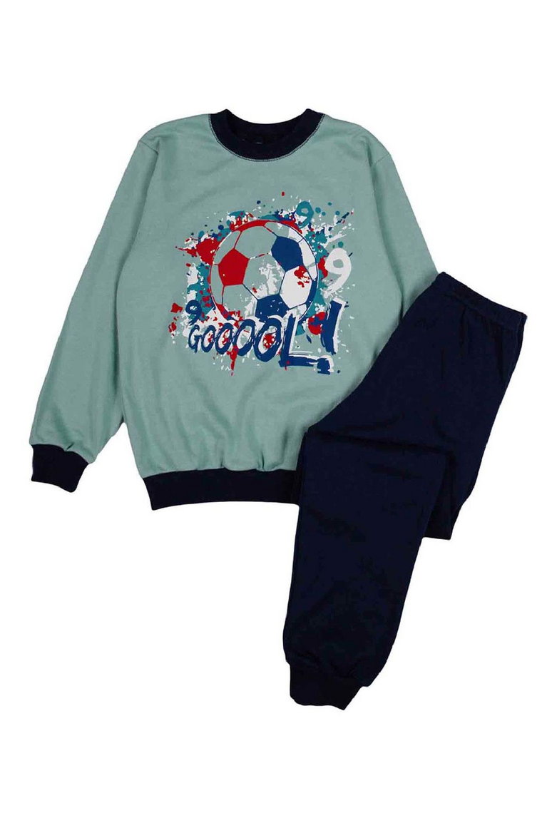 Piżama chłopięca szaro-granatowa z bawełny Tup Tup piłka nożna
