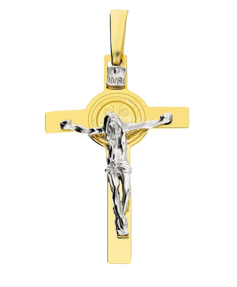 Krzyżyk złoty Benedyktyński dwukolorowy nr S3 H-010 próba 375