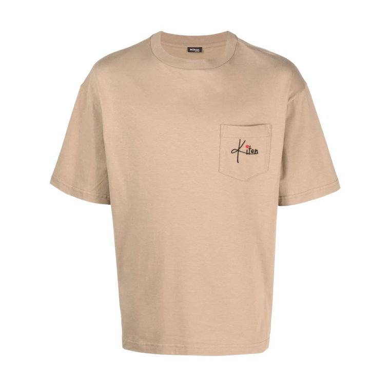Beżowy Bawełniany T-shirt dla Mężczyzn Kiton