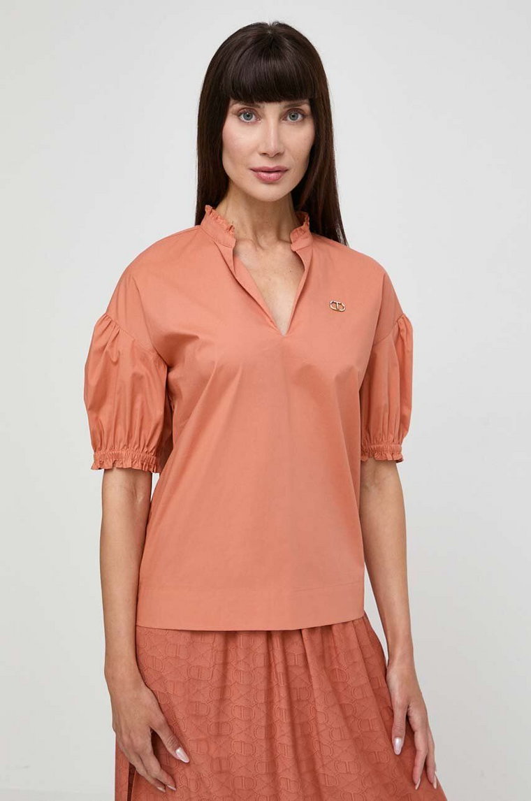 Twinset bluzka damska kolor pomarańczowy gładka