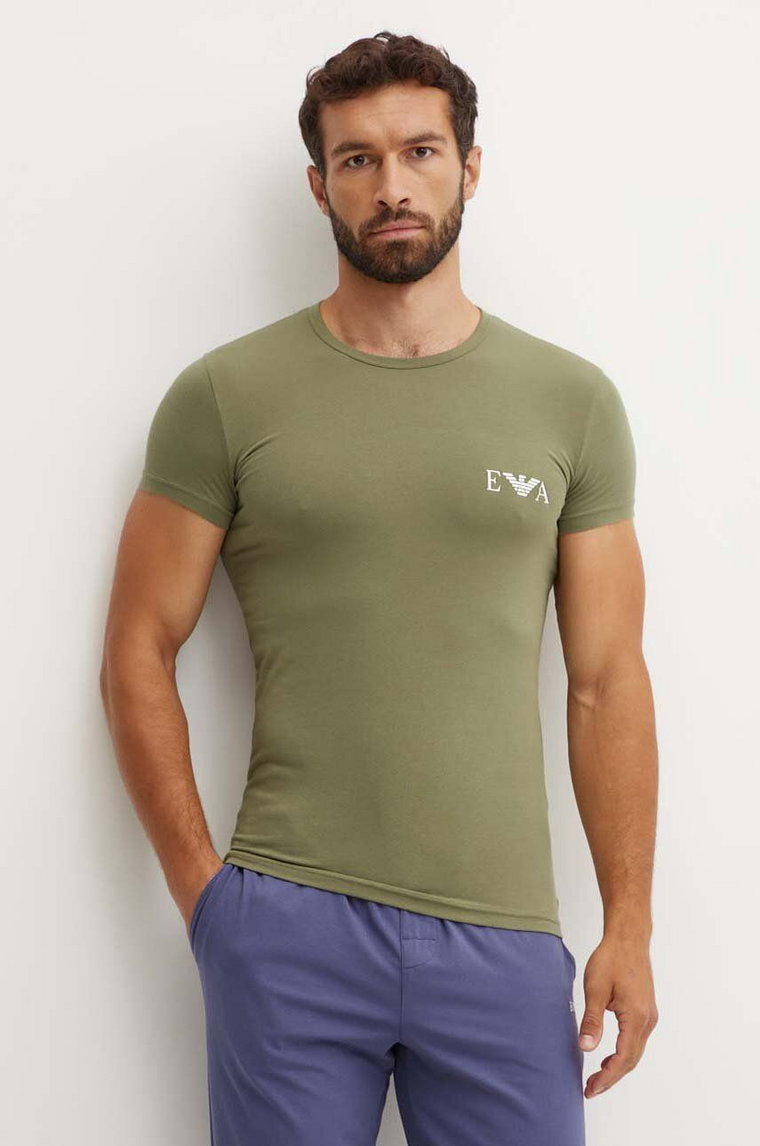 Emporio Armani Underwear t-shirt lounge 2-pack kolor zielony z nadrukiem 111670 4F715