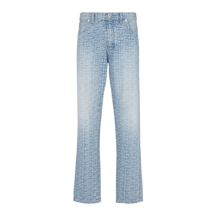 Monogrammed jacquard denim jeans Balmain