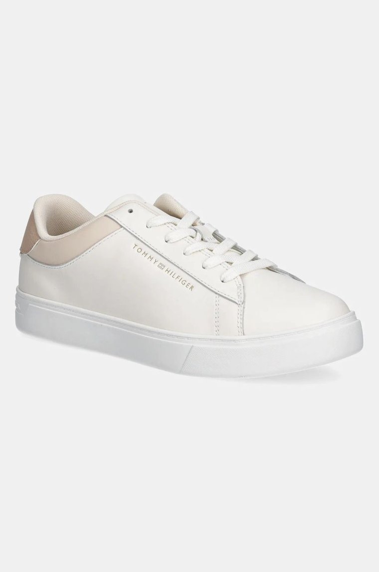 Tommy Hilfiger sneakersy skórzane ESSENTIAL COURT SNEAKER kolor beżowy FW0FW08320