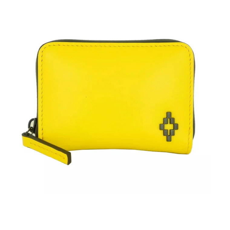 Żółta Skórzana Portmonetka z Logo Marcelo Burlon