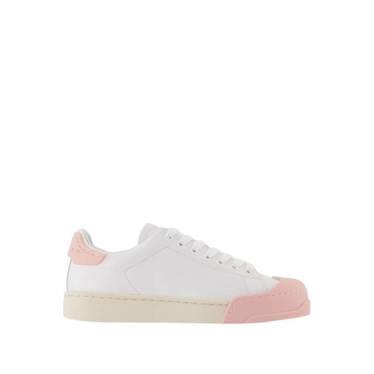 Lilly White/Light Pink Skórzane Bumper Sneakers Marni