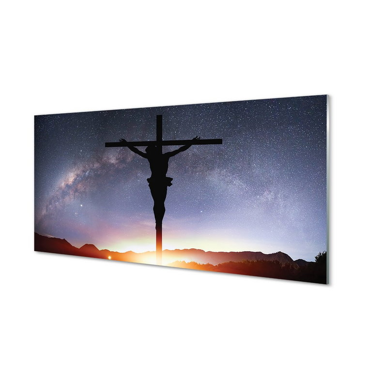 Szklany panel Ukrzyżowany Jezus niebo 120x60 cm