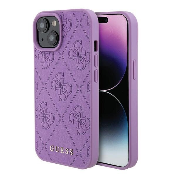 Guess GUHCP15SP4EPMU iPhone 15 6.1" fioletowy/light purple hardcase Leather 4G Stamped