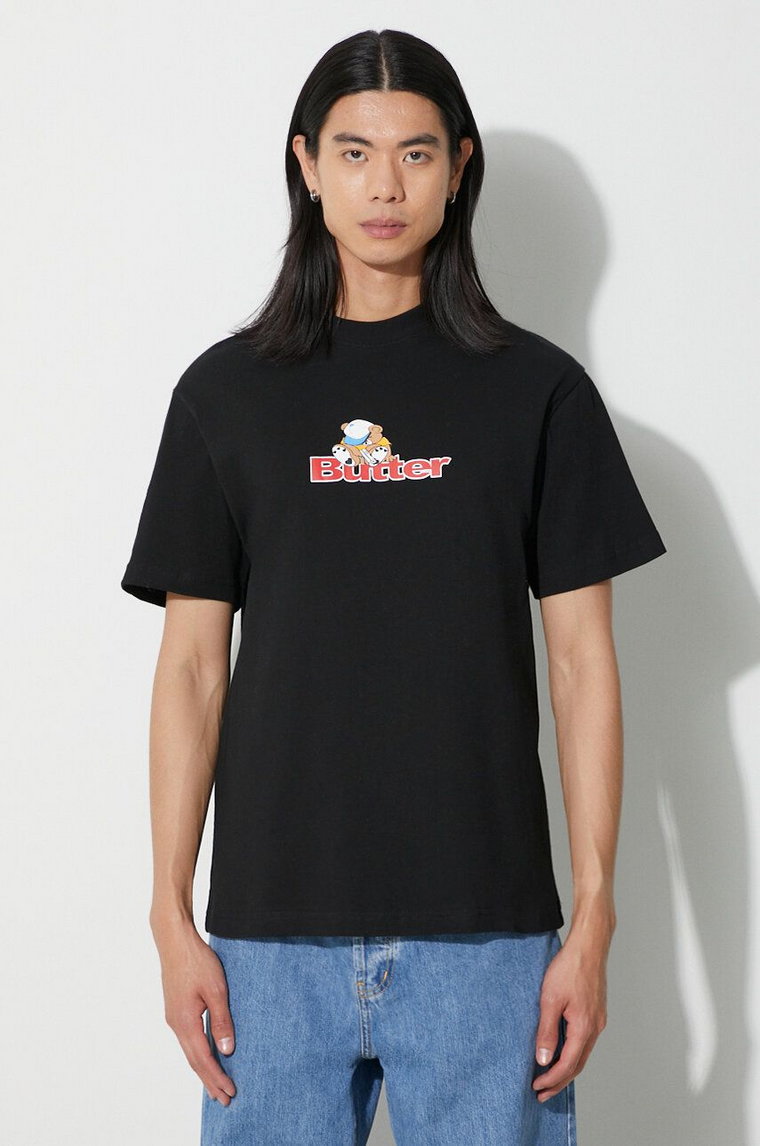 Butter Goods t-shirt bawełniany Teddy Logo Tee męski kolor czarny z nadrukiem BGQ3230102
