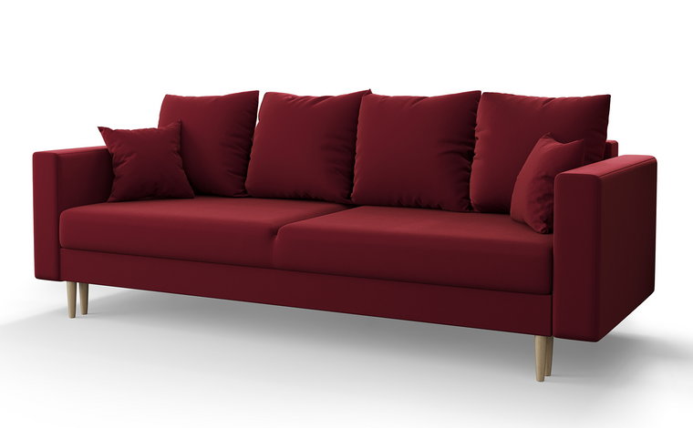 Bordowa welurowa sofa rozkładana - Diamante