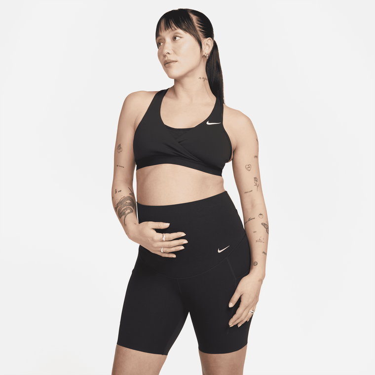 Damskie ciążowe kolarki z wysokim stanem i kieszeniami zapewniające delikatne wsparcie Nike Zenvy (M) 21 cm - Niebieski